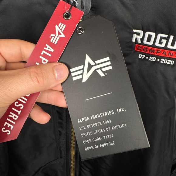 Rogue Coat Mens XXL Black Alpha MA-1 Flight Jacket Bomber Military Tactical - Picture 9 of 14